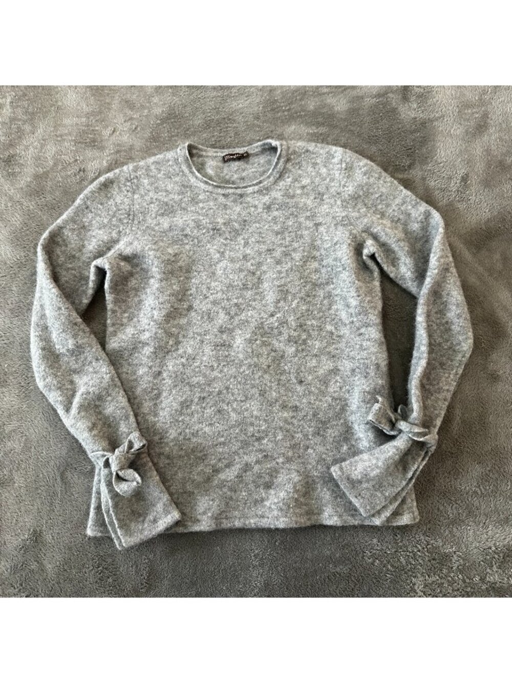 J Mclaughlin Gray Merino Wool Alpaca Bow Sleeve Sweater Women's XS